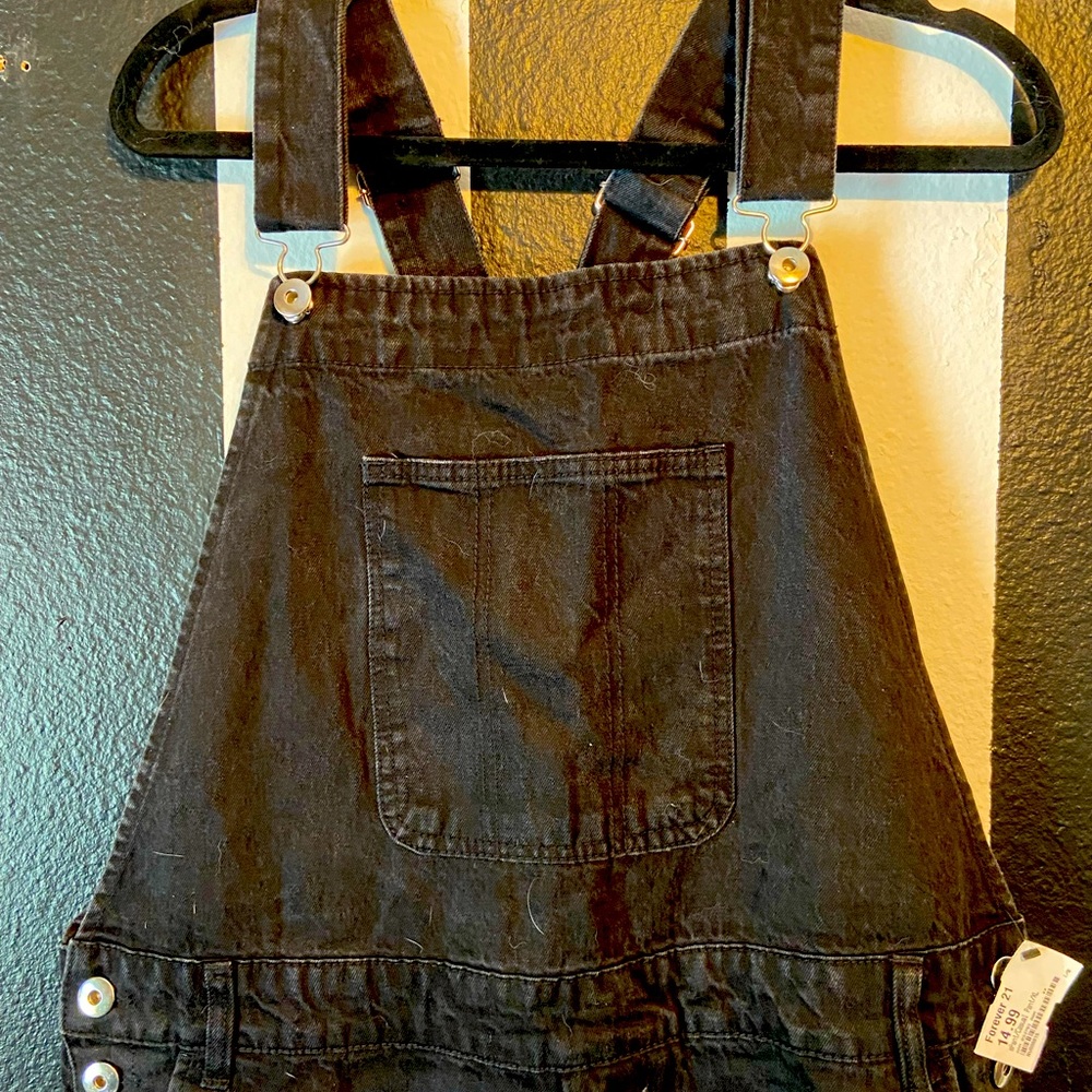 Black Denim Plus Overalls